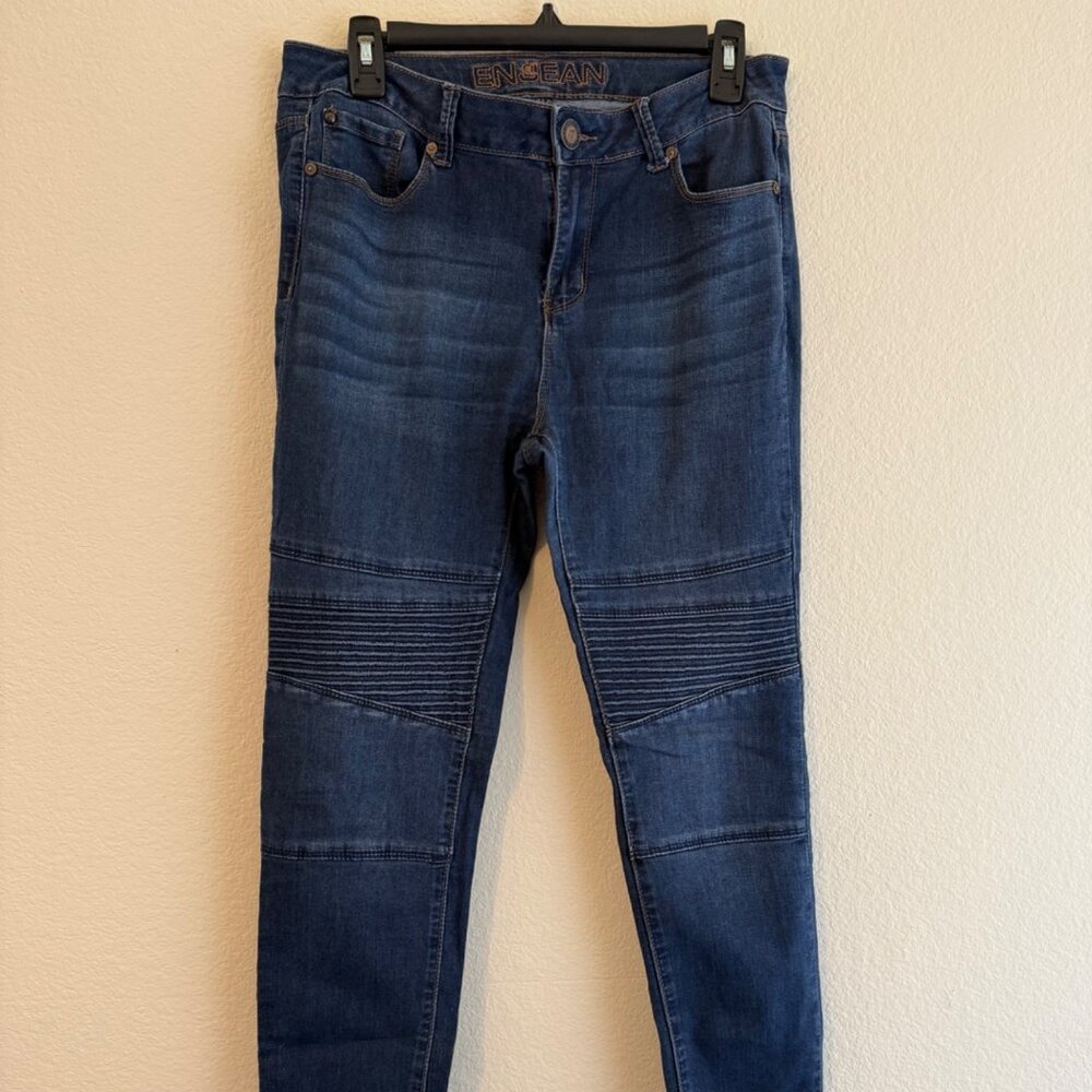 ENJEAN Women’s Skinny Leg Jeans, Dark Blue, Size 11